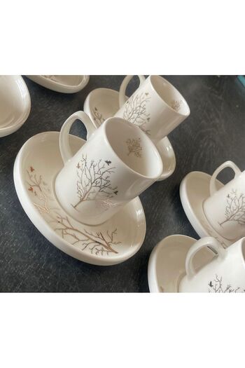 RGS HOMELİFE Tree of Life Gold Gilded 8 Person 16 Piece Porcelain Gift Cup Set 100 ml New Product