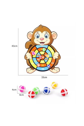 KERNOWSUN Dart Game for Kids with 3 Velcro Balls - Monkey Design