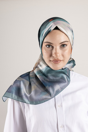 Akel Digital Crystal Patterned Scarf 95X95 – Pastel Pattern-6