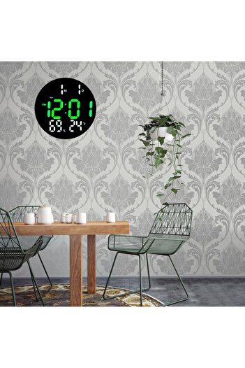 Bibilel Round Clock with Green-White LED for Wall/Table and Remote Control 3813L