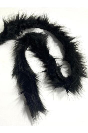 karantuhafiye Fur Ribbon / Ribbon with Interlining / 3 cm / 1 Meter / Black