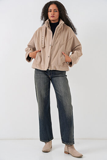 Bigdart Women's Oversize Bomber Jacket 0729 - Beige