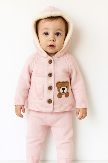 a baby Lamb Lined Knitwear Cardigan with Leggings