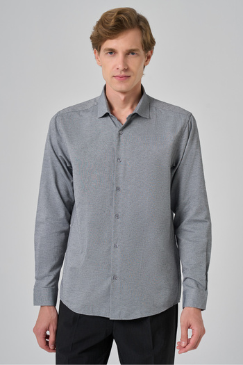 Morven Men's Gray Slim Fit Italian Collar Shirt