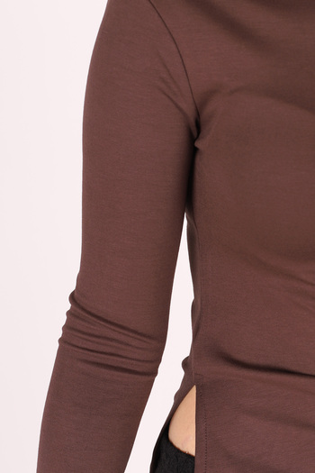 armonika Women's Brown Gathered Asymmetrical Blouse Arm-26K042002