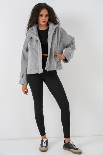 Bigdart Women's Oversize Bomber Jacket 0729 - Gray