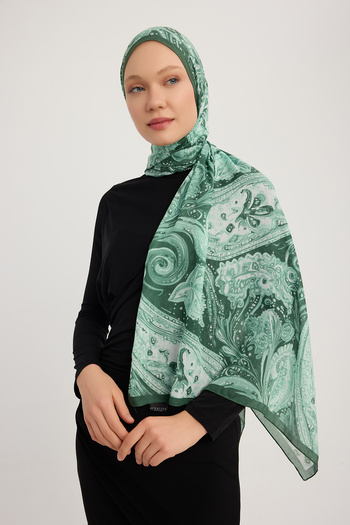 Schaless Cosmic Paisley - Green - Efilia Patterned Shawl - 70X190 cm