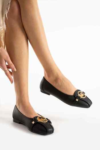 TubiBella Black Color Women's Ballerinas with Buckle Detail
