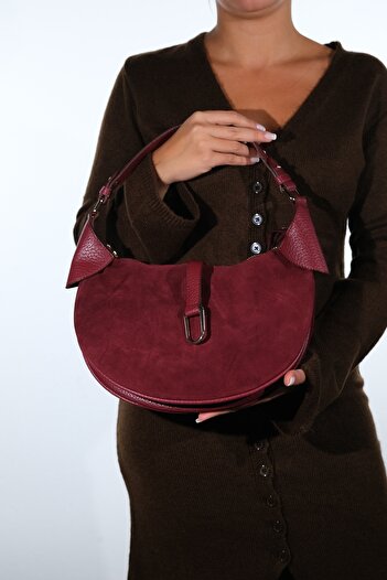 LuviShoes Bexley Burgundy Suede Genuine Leather Women's Shoulder Bag