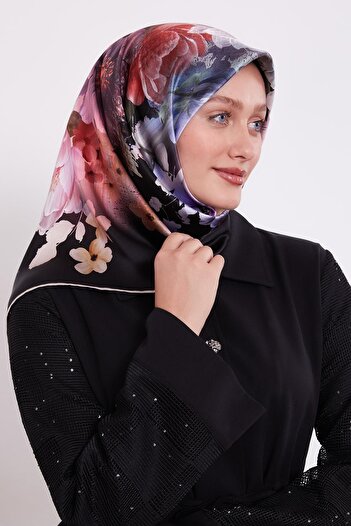 Levidor Beige Floral Pattern Sura Silk Scarf
