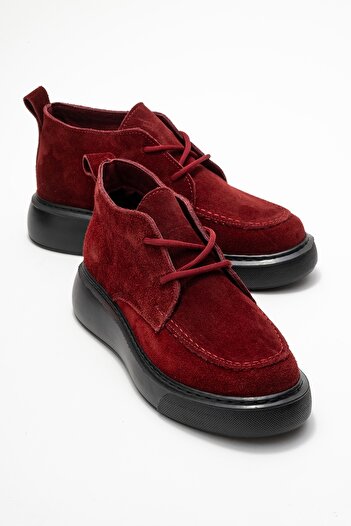 LuviShoes Γυναικείες μπότες Chukka από γνήσιο δέρμα LILYA μπορντό σουέντ