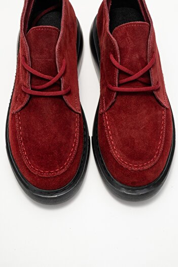 LuviShoes Γυναικείες μπότες Chukka από γνήσιο δέρμα LILYA μπορντό σουέντ