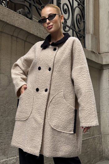 VAGGON Shirt Collar Button Closure Cashmere Coat
