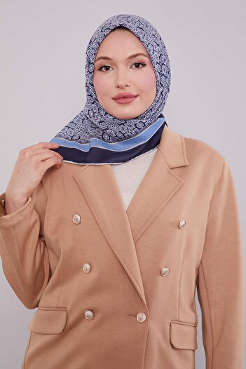 Levidor Navy Blue Puzzle Pattern Soft Scarf