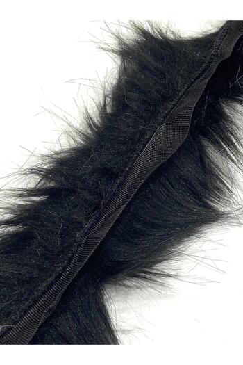 karantuhafiye Fur Ribbon / Ribbon with Interlining / 3 cm / 1 Meter / Black