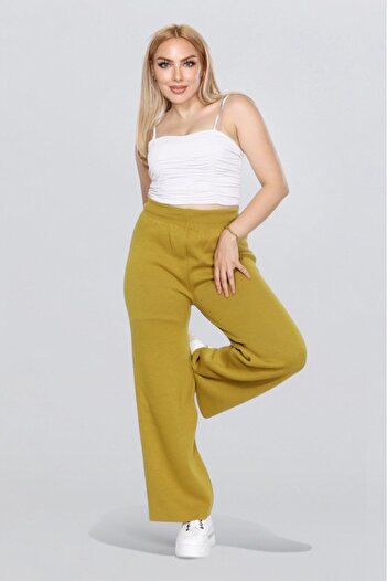 Cemre Life Women's High Waist Elastic Straight Leg Knitted Pants Casual Daily Home Wear