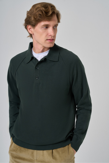 Morven Men's Khaki Trend Core Spun Polo Neck Dynamic Fit Relaxed Fit Knitwear