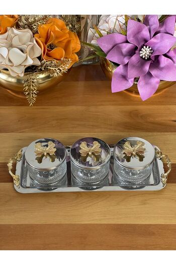 P&ORA PREMIUM KITCHEN PRODUCTS Butterfly Detailed Glass Spice Rack Set