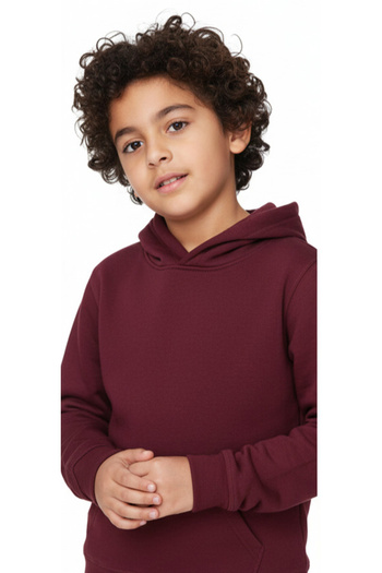 None MTA Sport Kids Hoodie, 8-16Yrs, Solid Burgundy Fleece