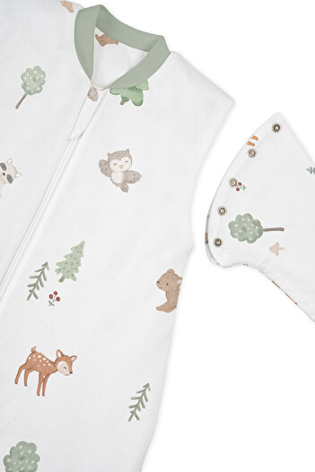 Roosac Baby Kids Sleeping Bag 2.5 Tog Winter Modal Cotton Removable Sleeves Footed Forest