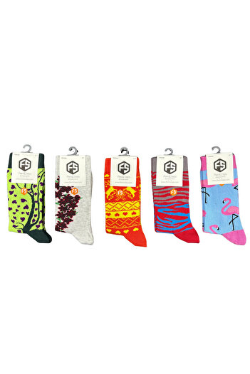 Bijutek Women's Colorful Patterned Cotton Socks