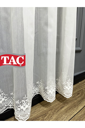 Taç Floral Embroidered Iron-Free Wrinkle-Free 2-Layer Pleated Tulle