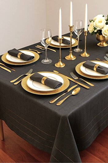 Hevia Home Laceless Stain Resistant Linen Colber Tablecloth