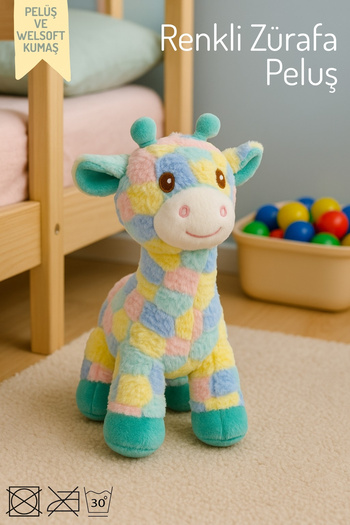 Nandy Home Colorful Giraffe Plush Toy – Cute Plush with Pastel Patterns