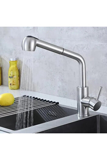 KORMAN TECHNIK Kitchen Faucet with Pull-Out Shower Starke CF019, Single Handle, Stainless Steel, Ceramic Cartridge,