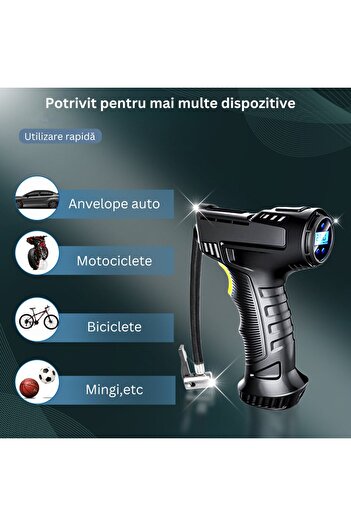 MaxTech Pompa Aer portabila, compresor electric auto, moto, bicicleta multifunctional