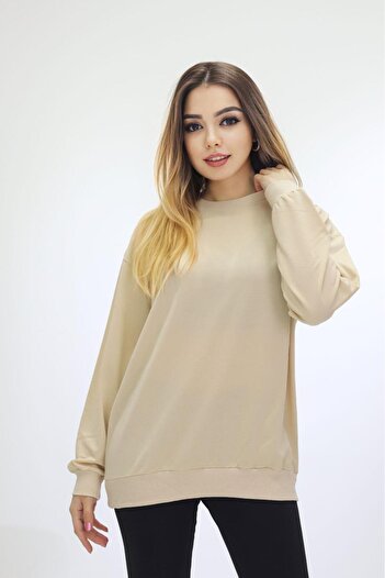 Bala Giyim Women's Basic 2 Thread Plain Sweatshirt