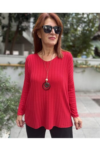 DenizEge Italian Ribbed Knitwear Red
