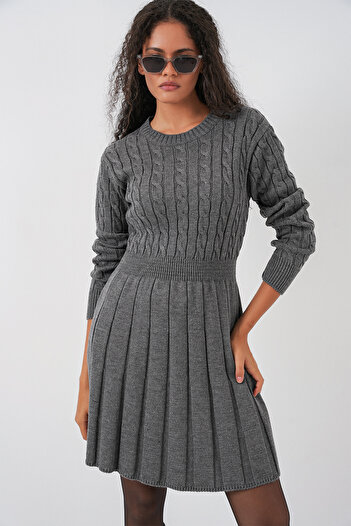 Bigdart Women's Short Knitwear Dress 15943 - Anthracite