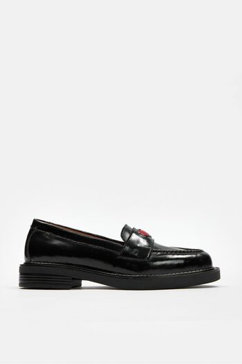 NILUFARR Fiorella Black Patent Leather Genuine Leather Women's Loafer