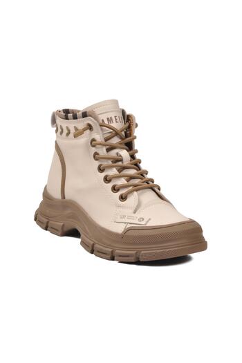 GAMELU Beige Rubber Laced Women's Boots Fade Z