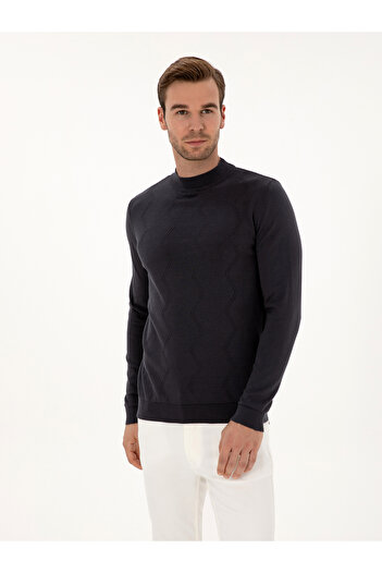 Cacharel Gri Slim Fit %100 Pamuk Çeyrek Balıkçı Yaka Triko Kazak 50318950-VR024