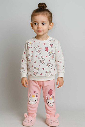 gigigiyim Rabbit Printed Girl's Suit Pink