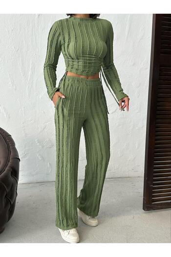 Jeevee Double Suit with Stitching Detail Corduroy Fabric