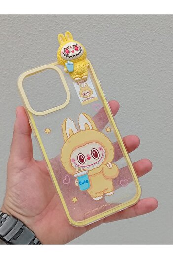 OSG iPhone 16 Pro Max Compatible Labb-Themed Glitter Protective Phone Case with 3D Characters on It