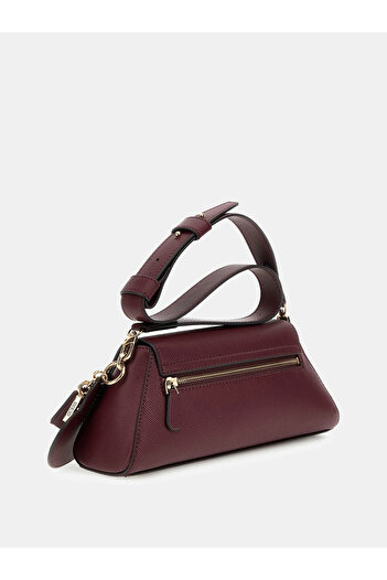 Guess Women's Geometric Shoulder Bag with Heart Accessories - Burgundy