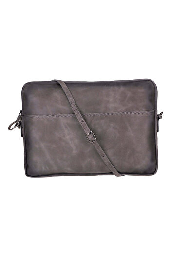 BloominBag Bloomsleeve Leeds 16” Ash Gray Genuine Leather Laptop & Tablet Sleeve