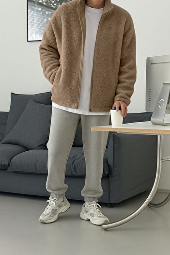 GHASSY CO. Men's Heat Thermal Underwear Outer Sherpa Autumn Winter Full Zip Plush Fleece Sweatshirt