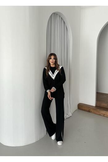 QİMYA BUTİK Buketli̇ Women's Ribbed Detail Top and Bottom Two-Piece Set