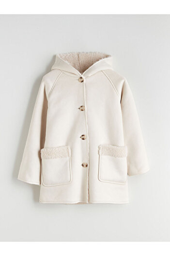 LC Waikiki Hooded Suede Look Girl's Coat