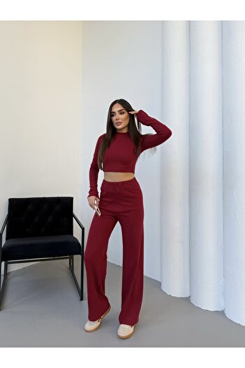 Rabi Shine Women's Cotton Finger-Through Crop Two-Piece Set