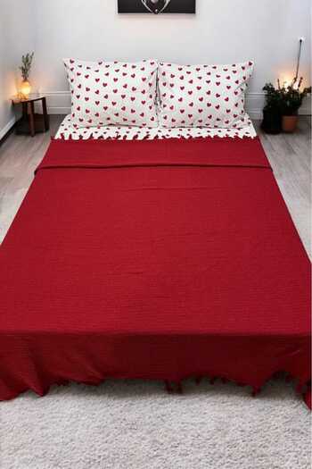 Arma Concept Double Pique Set & Fitted Sheet with Elastic Heart Pattern & (Multi-Purpose Bedspread)