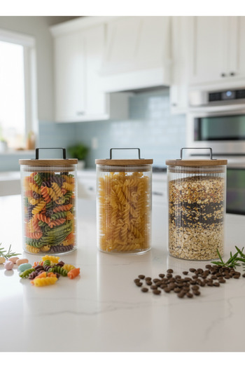Dia Acacia Lid Glass Storage Jar - 10X15 cm