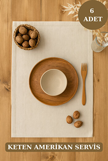 Morlay Linen |   6 Pieces Organic Raw Washed Linen American Tablecloth 35 X 45 cm Tableware Presentation Set