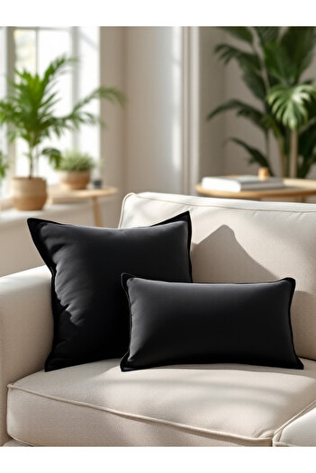 JACA Square and Rectangular Inner Filled Decorative Pillow Cushion Set (2 Pieces)