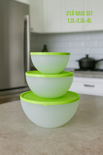 Melkan Home Bpa-Free Airtight 3-Piece Bowl Set – 1.2L + 2.5L + 4L Storage Containers, Storage Container with Lid